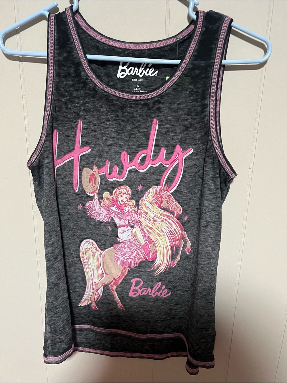 Barbie Charcoal and Pink 'Howdy' Graphic Tank Top